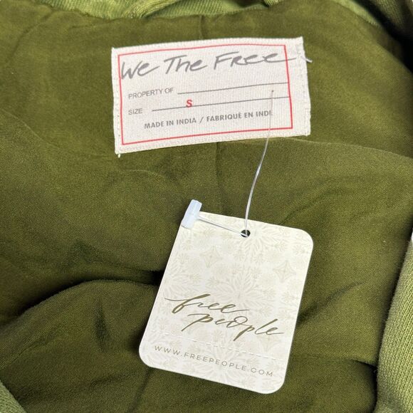 Free People Rebel Knit Green Moto Jacket SZ S NEW Oversized Slouchy Baggy Cotton - Picture 10 of 13